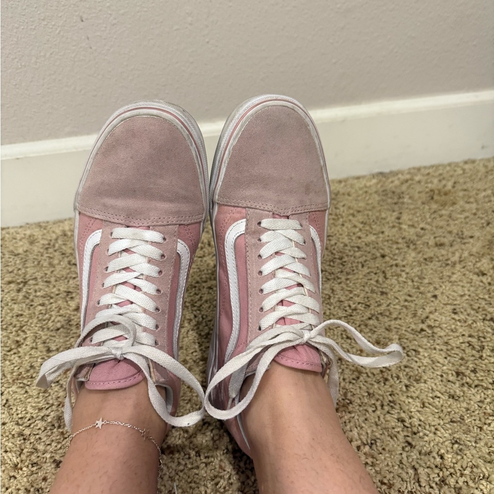 Vans Pink and White Sneakers Classic Style